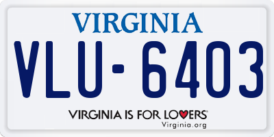 VA license plate VLU6403