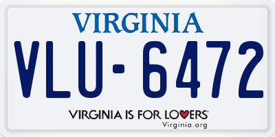 VA license plate VLU6472