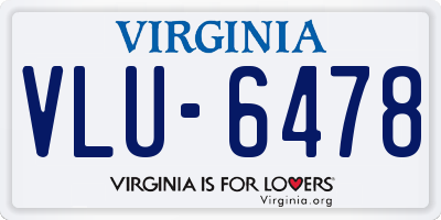 VA license plate VLU6478