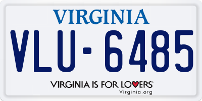 VA license plate VLU6485