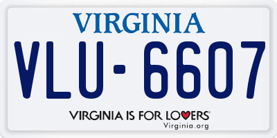 VA license plate VLU6607