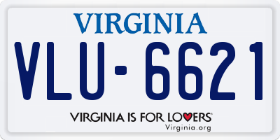 VA license plate VLU6621