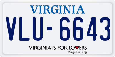 VA license plate VLU6643