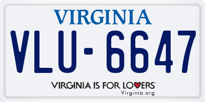 VA license plate VLU6647
