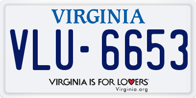 VA license plate VLU6653