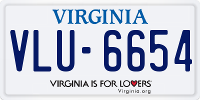 VA license plate VLU6654