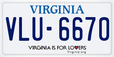 VA license plate VLU6670