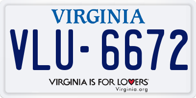 VA license plate VLU6672