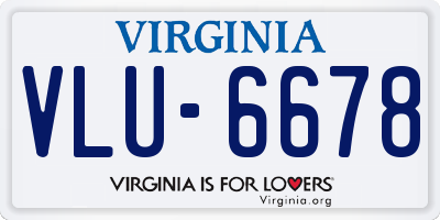 VA license plate VLU6678