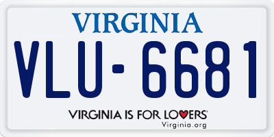 VA license plate VLU6681