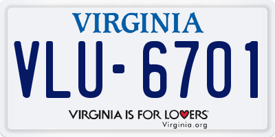 VA license plate VLU6701