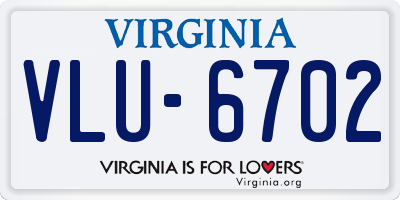 VA license plate VLU6702