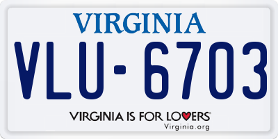 VA license plate VLU6703