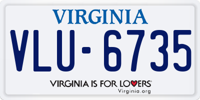 VA license plate VLU6735