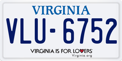 VA license plate VLU6752
