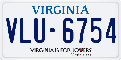 VA license plate VLU6754