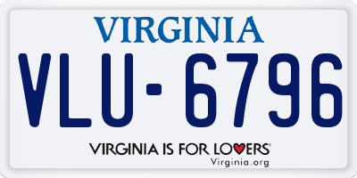 VA license plate VLU6796