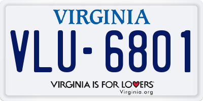 VA license plate VLU6801