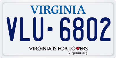 VA license plate VLU6802