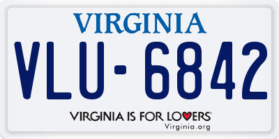 VA license plate VLU6842