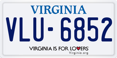 VA license plate VLU6852