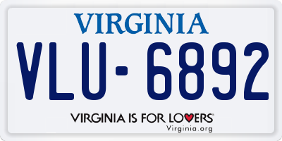 VA license plate VLU6892