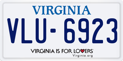 VA license plate VLU6923