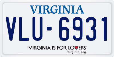 VA license plate VLU6931