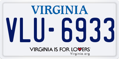 VA license plate VLU6933
