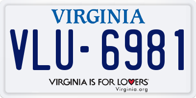 VA license plate VLU6981
