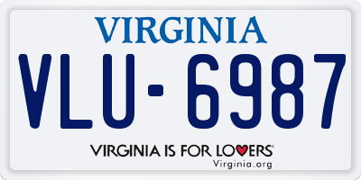 VA license plate VLU6987