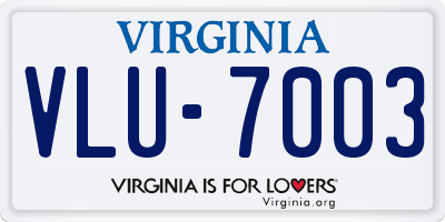 VA license plate VLU7003