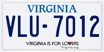 VA license plate VLU7012