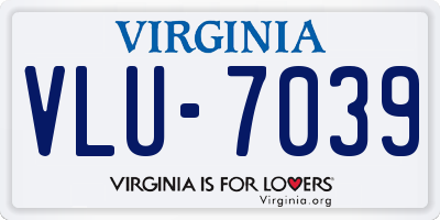 VA license plate VLU7039