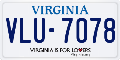 VA license plate VLU7078