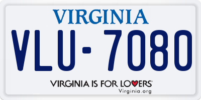 VA license plate VLU7080