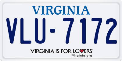 VA license plate VLU7172