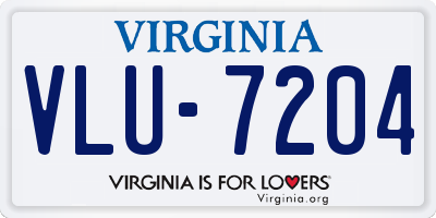 VA license plate VLU7204