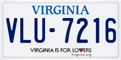 VA license plate VLU7216