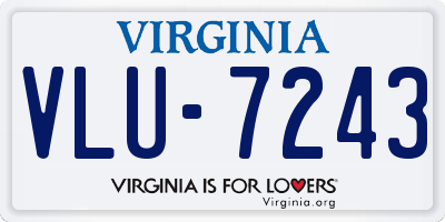 VA license plate VLU7243