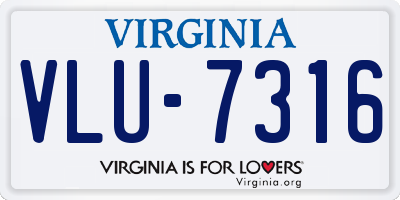 VA license plate VLU7316