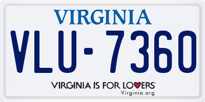 VA license plate VLU7360