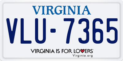 VA license plate VLU7365