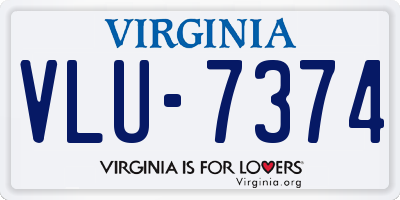 VA license plate VLU7374