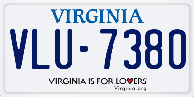 VA license plate VLU7380