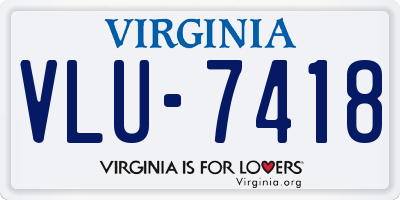 VA license plate VLU7418