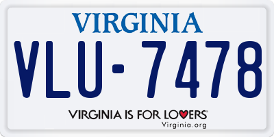 VA license plate VLU7478