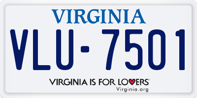 VA license plate VLU7501