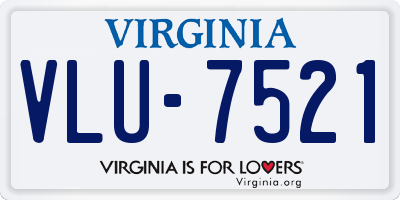 VA license plate VLU7521