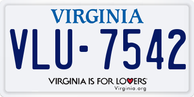 VA license plate VLU7542